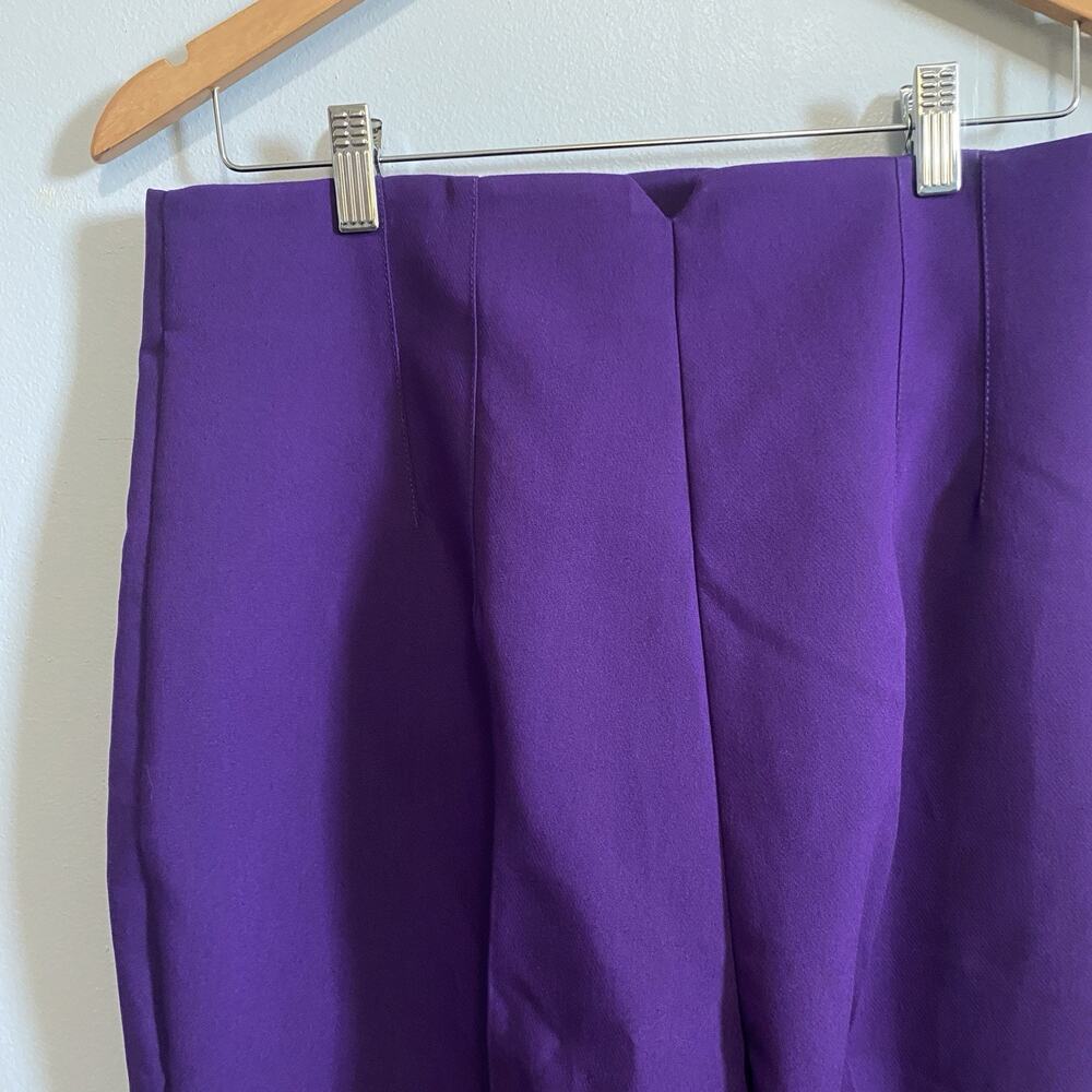 Zara Purple High Waisted Straight Leg Trousers Pants Large Career Officewear NWT - Picture 6 of 6